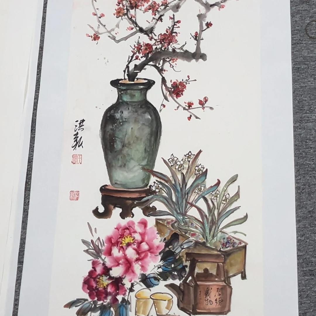 国画绘画作品多次参加全国100.50