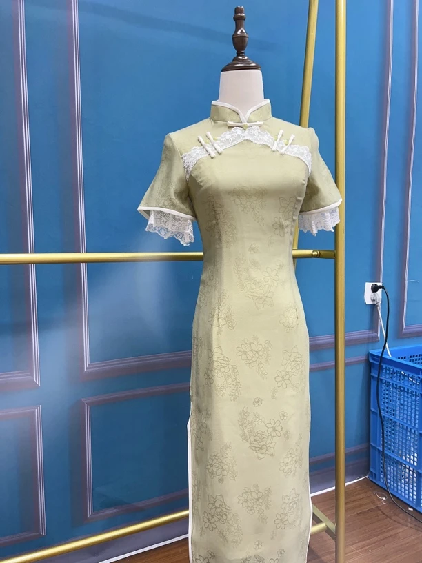 V-2377 梦归处 人丝提花 双层 夏款年轻款改良旗袍115cm长款