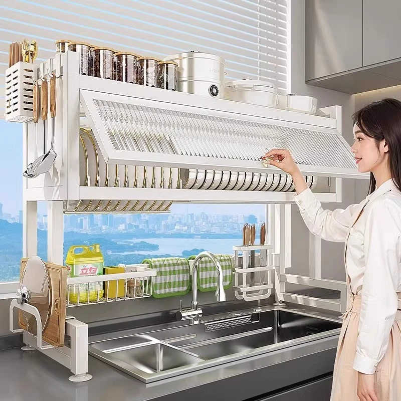 厨房加厚水槽置物架家用洗碗槽水池防尘柜碗碟收纳架多功能沥水架