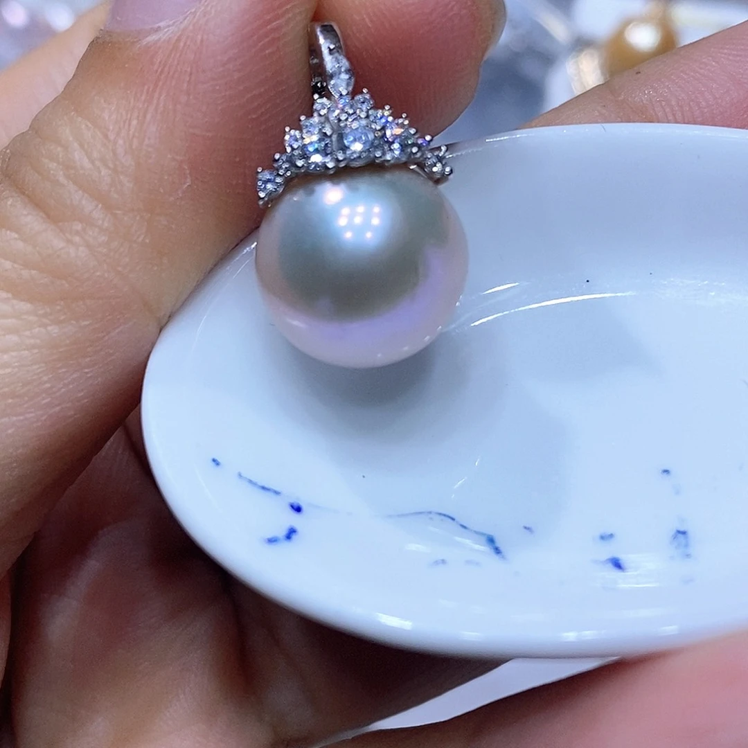 银S925镶嵌淡水珍珠吊坠
