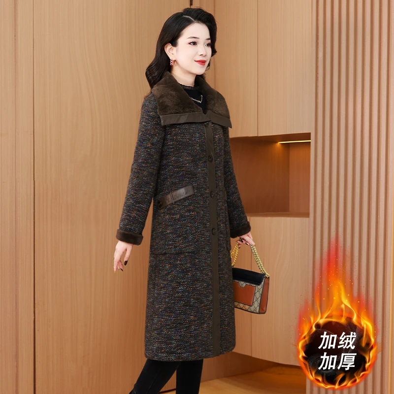 【两面穿】28635泓澄茂新款优雅气质时尚休闲修身加厚加绒毛呢外套