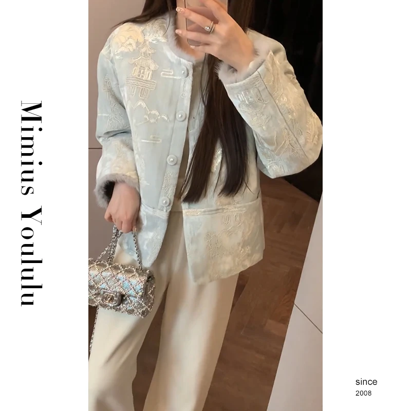 【mimius】喵喵 千山暮雪庭 缎面刺绣国风外套 汉服 F12070