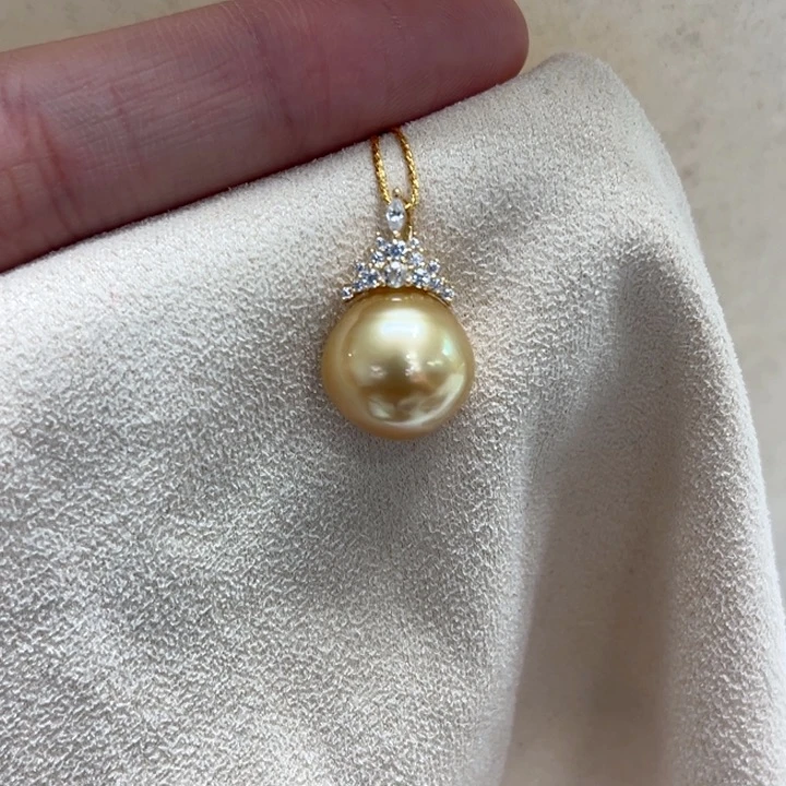 银S925镶嵌吊坠(不含链)海水珍珠12-13m 15号