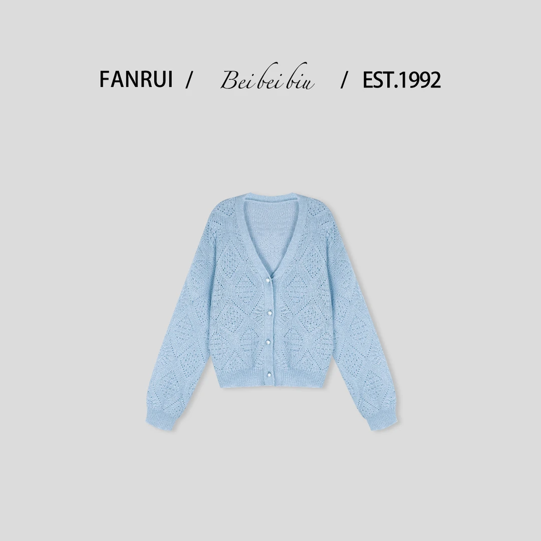 FANRUI/泛芮「海边情书 」羊毛镂空气质百搭春季针织开衫LP14751
