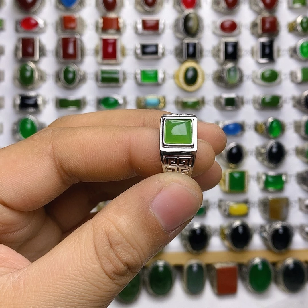 和田玉戒指银S925镶嵌军****】