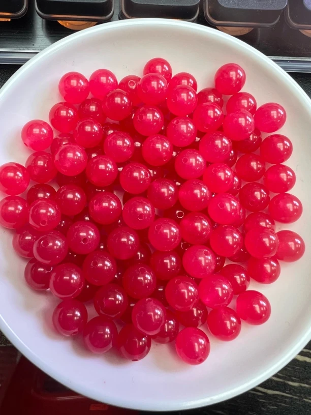 天然珠宝玉石  南红樱桃红Y871  8mm  30颗（赠弹力绳）