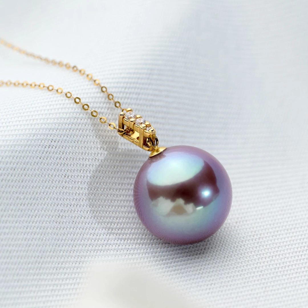 “紫龙王”18K金珍珠吊坠 14-15mm（S925银链）908H000DY