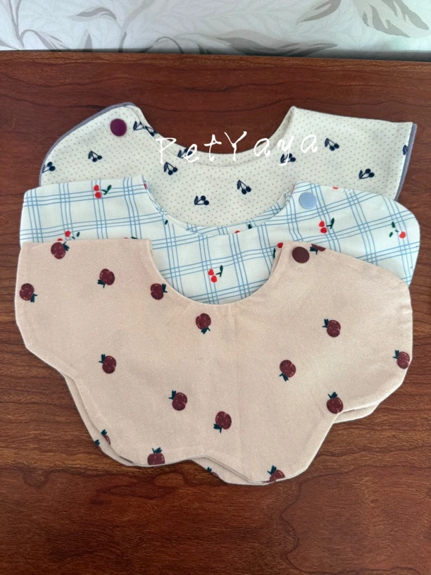 PetYaya～ins风婴儿口水巾圆形滚边花瓣围兜防吐奶宝宝围嘴