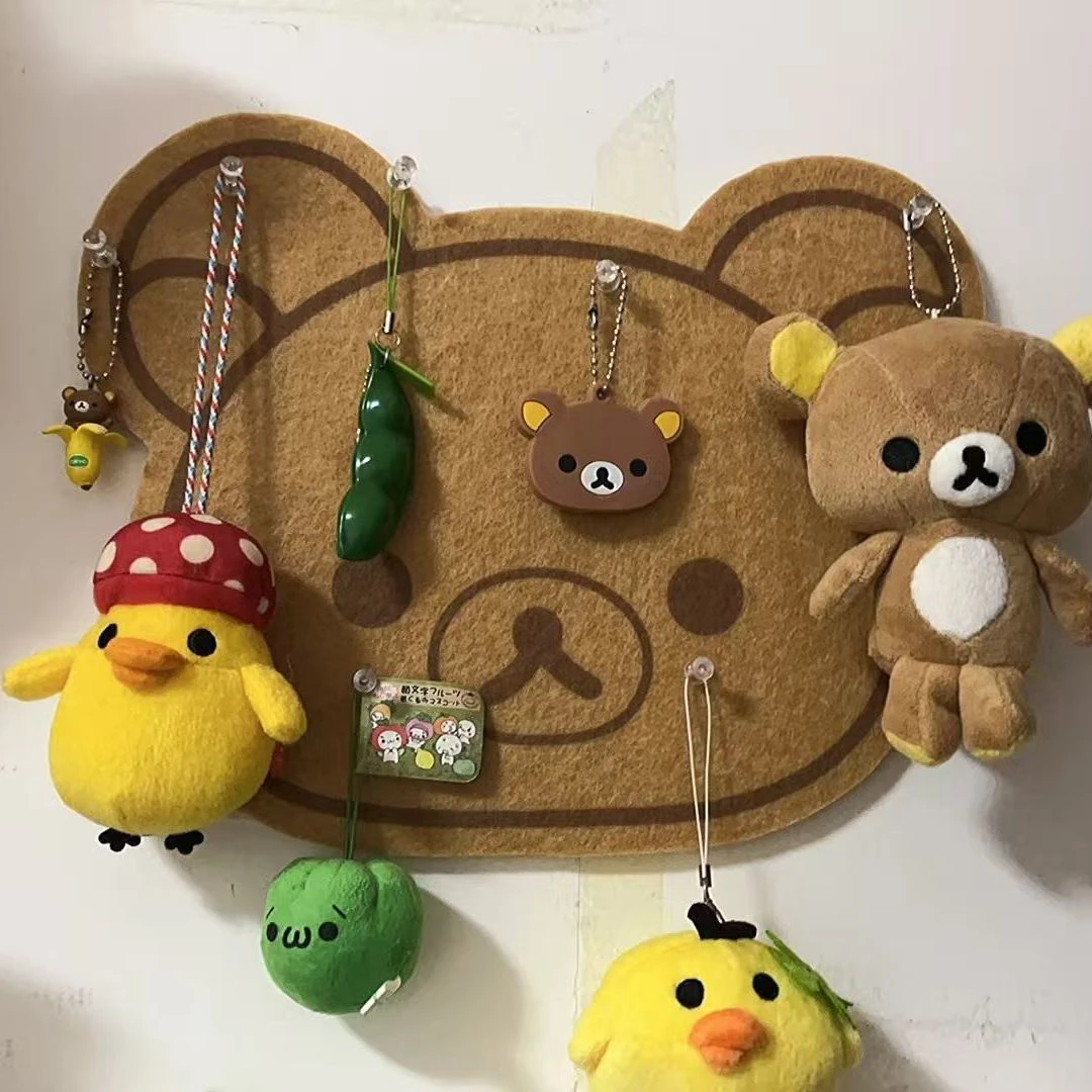 新款轻松小熊毛毡可爱卡通软木板装饰照片墙面墙免打孔留言板不伤