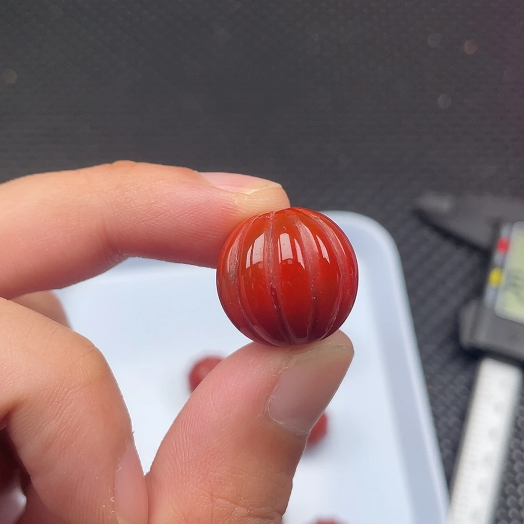 未镶嵌20mm柿子红瓜珠一颗南红玛瑙