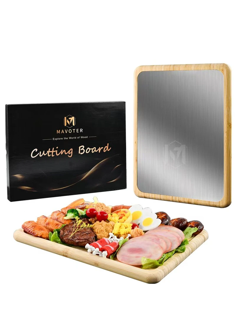 不锈钢菜板双面案板切菜板+竹制品多用菜板及托盘和面多功能家用