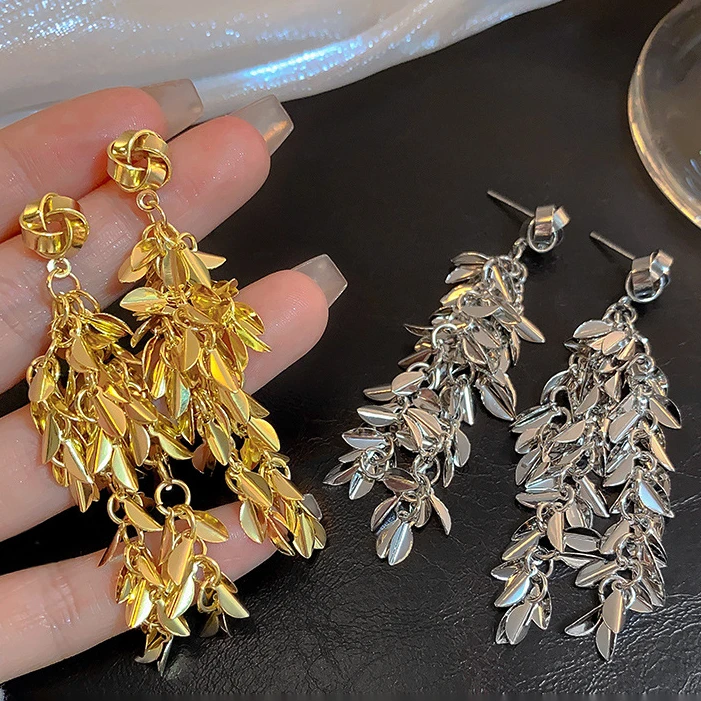 合金耳饰 华丽出场~麦穗流苏长款耳饰精致轻奢欧美2025新款
