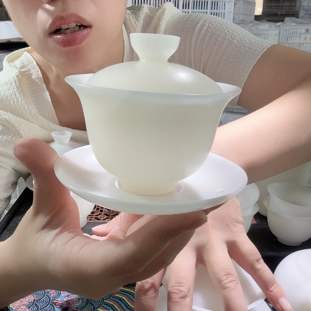 素烧璞玉薄胎三才盖碗满容170ml