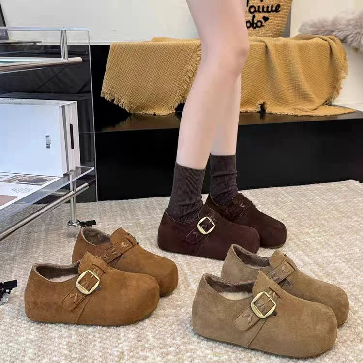 拍小一码997055加棉厚底勃肯鞋内增高平底真皮包头2025新款女鞋