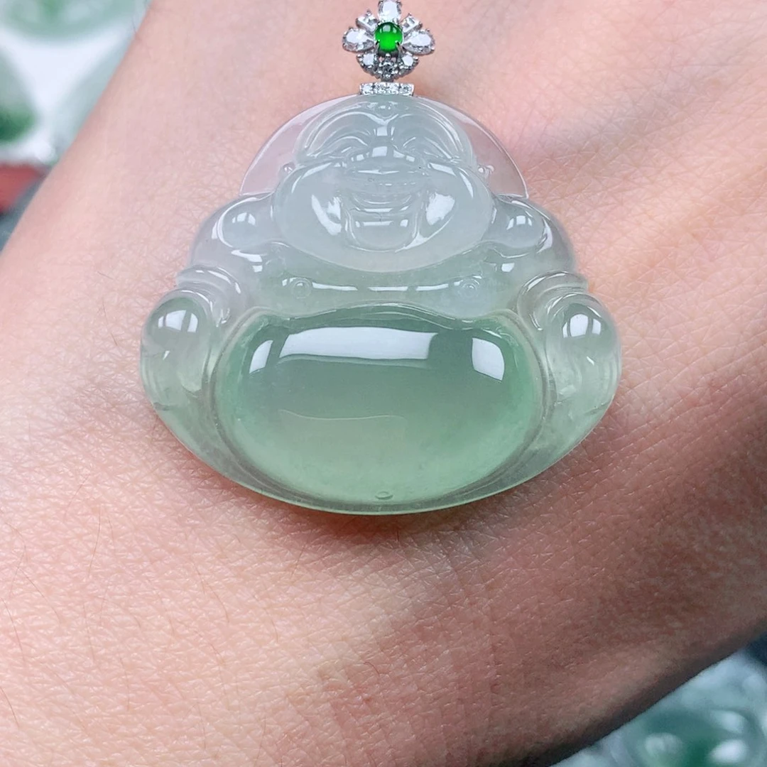 吊坠(不含链)18K金镶嵌翡翠
