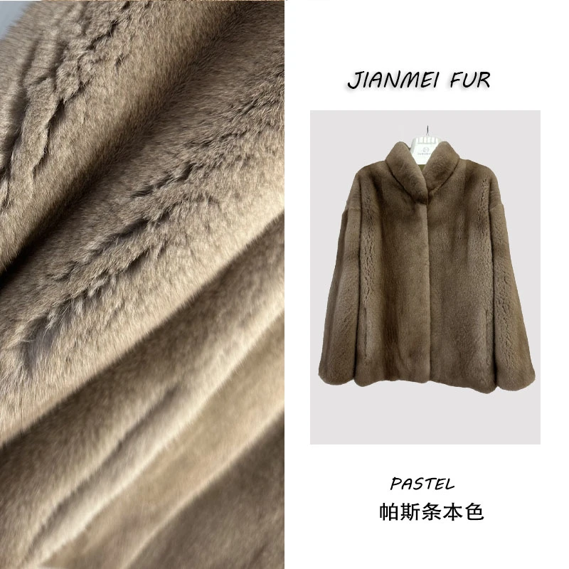 JIANMEI"极简派对“进口水貂天鹅绒立领宽松休闲大衣整貂皮草外套