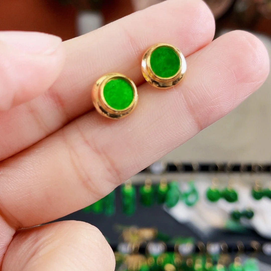 翡翠银S925镶嵌耳饰