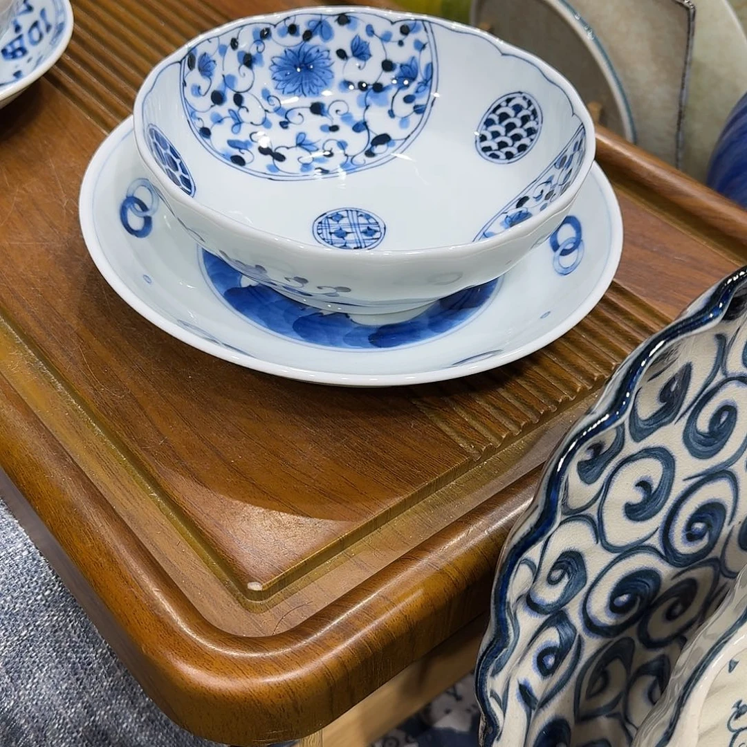 厚***物瓷蓝凛堂釉下彩20盘+16.5钵特价两只装