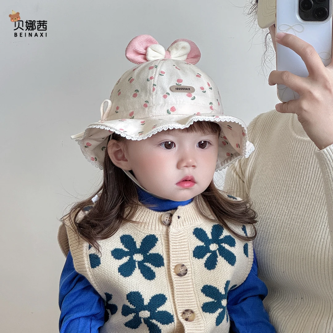 Beinaqian/贝娜茜婴儿帽子春秋薄款宝宝女遮阳帽婴幼儿公主渔夫帽