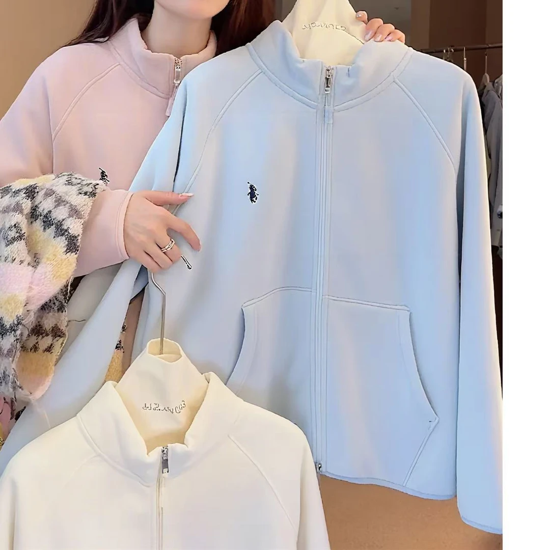 2025秋冬新款气质加绒保暖开衫简约卫衣女韩版时尚洋气百搭上衣潮