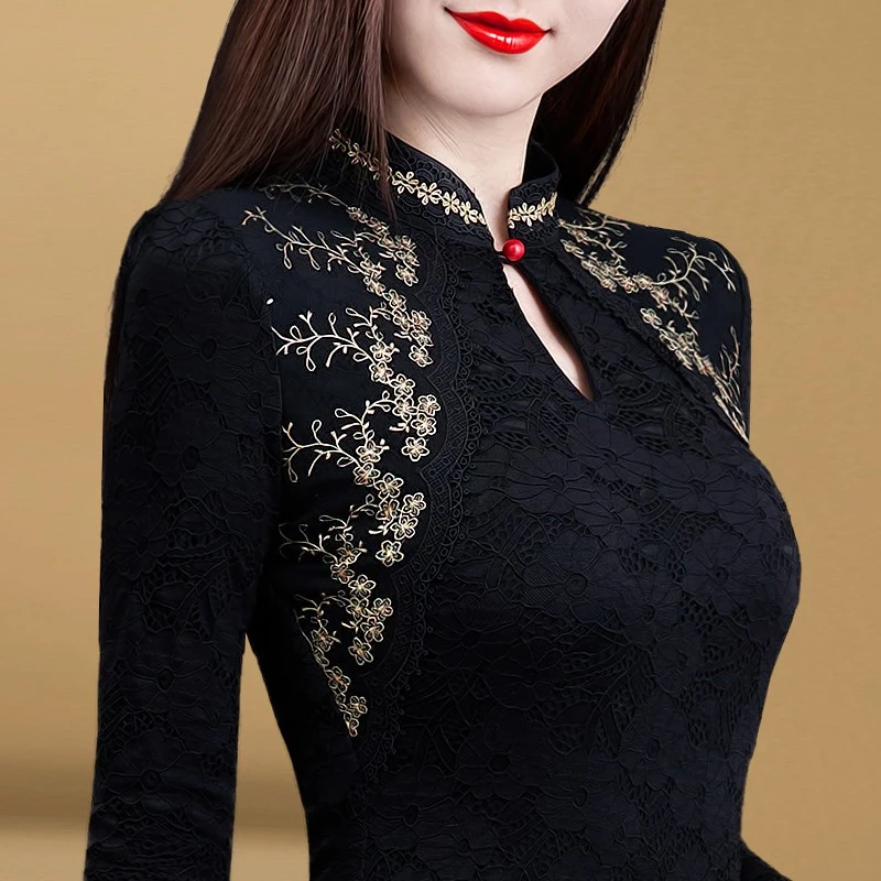 9612打底衫女长袖蕾丝上衣