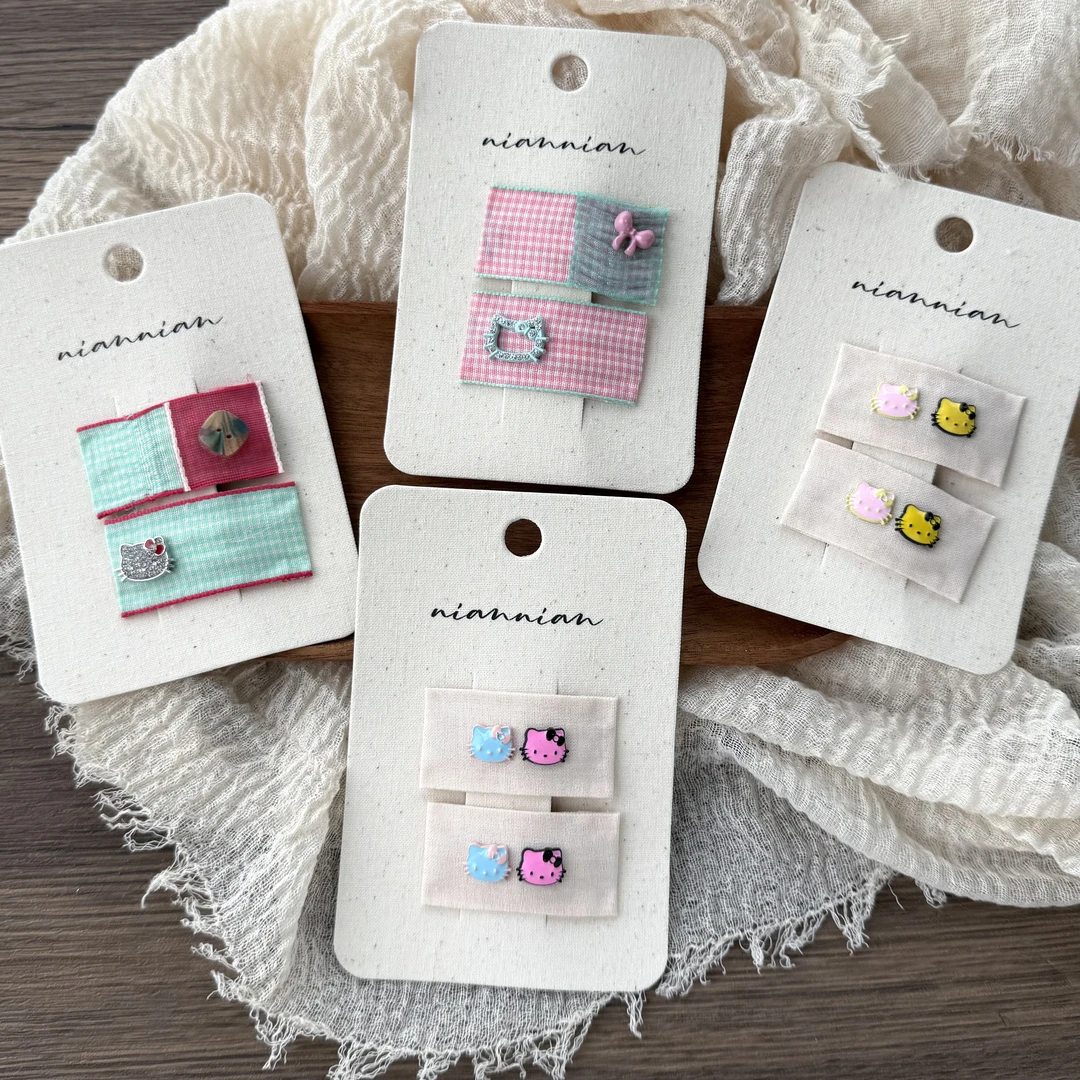 念念KT撞色格子发夹BB夹新款甜美韩国原创ins小香风布艺头饰