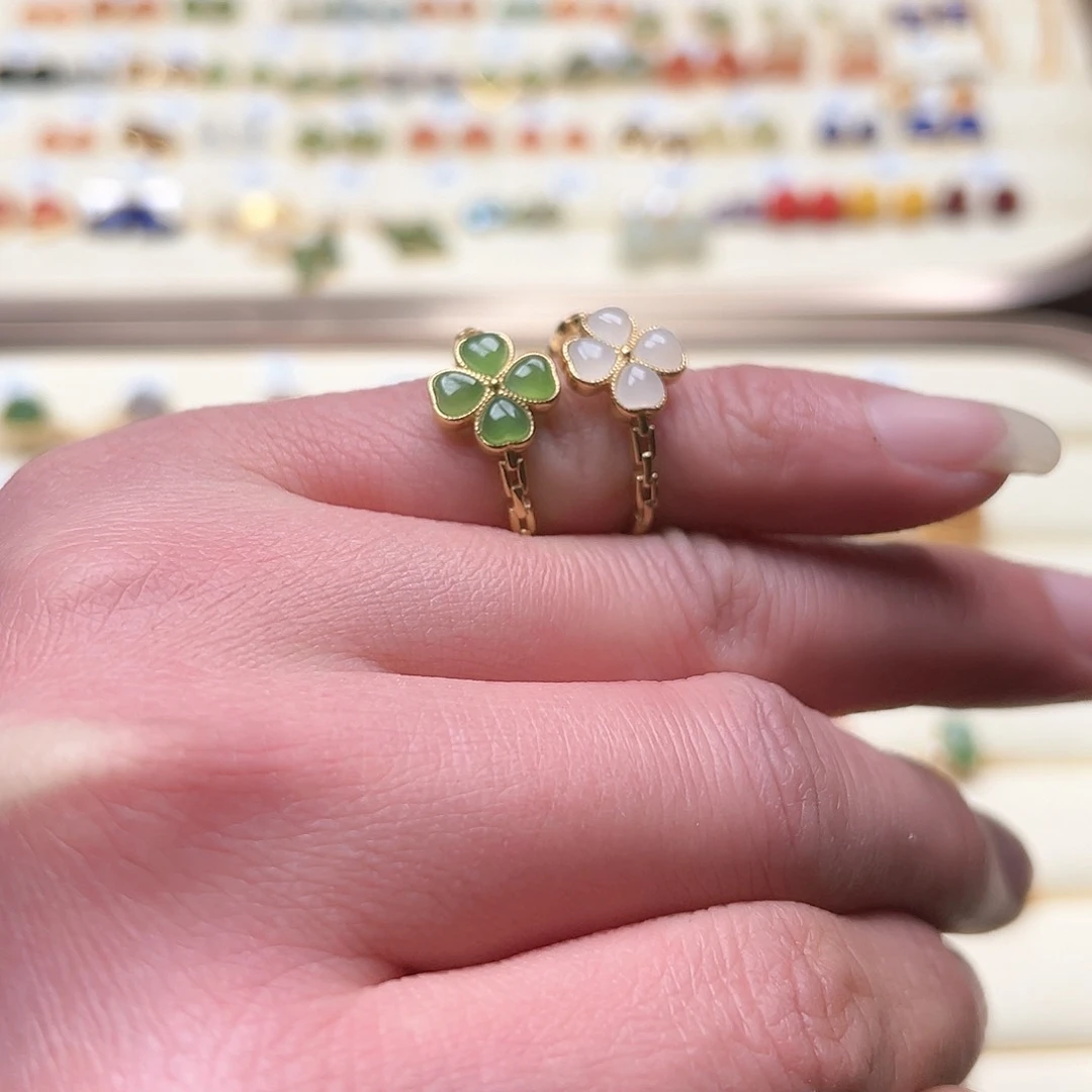 和田玉（糖玉）戒指银S925镶嵌