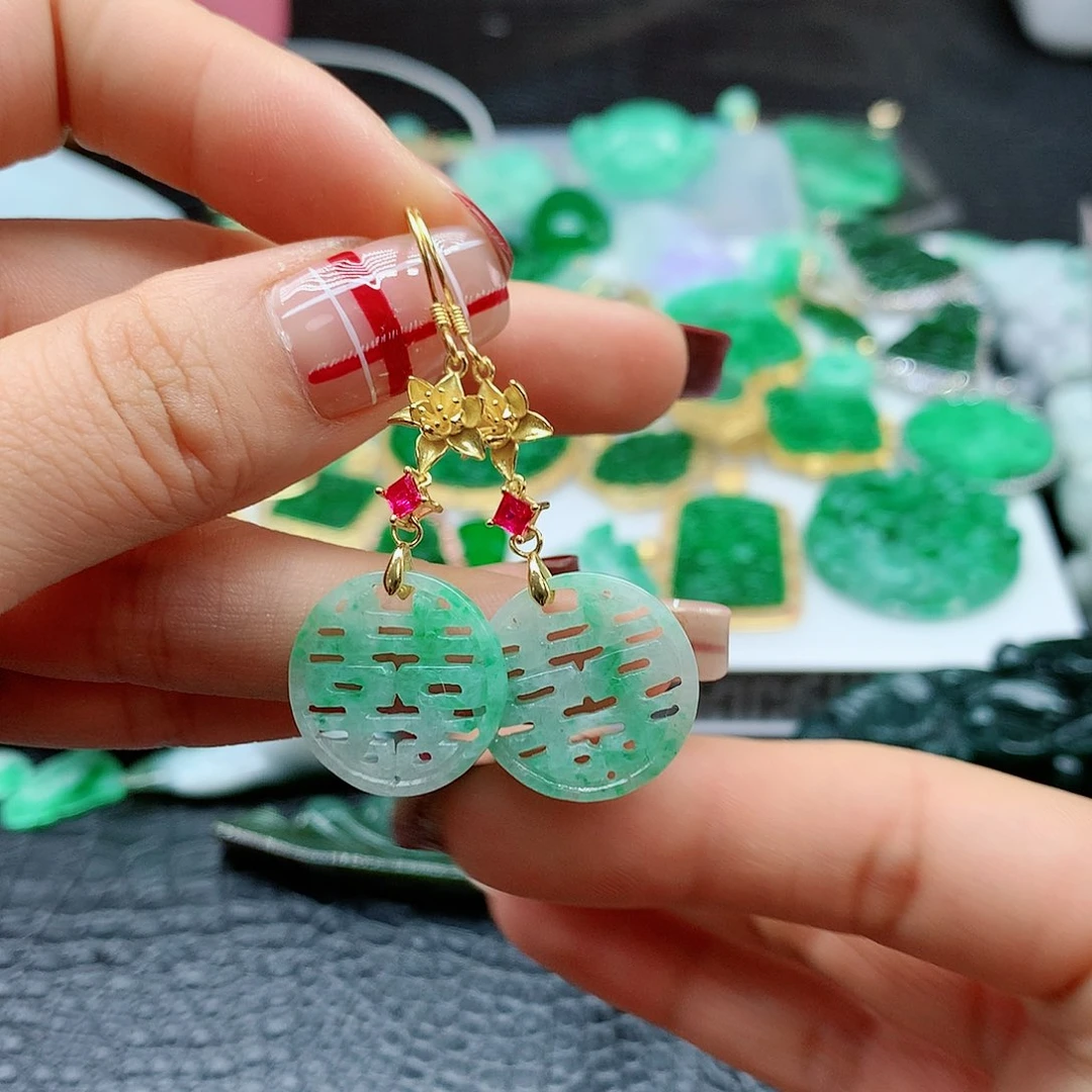 【闪购商品】翡翠耳饰银S925镶嵌，