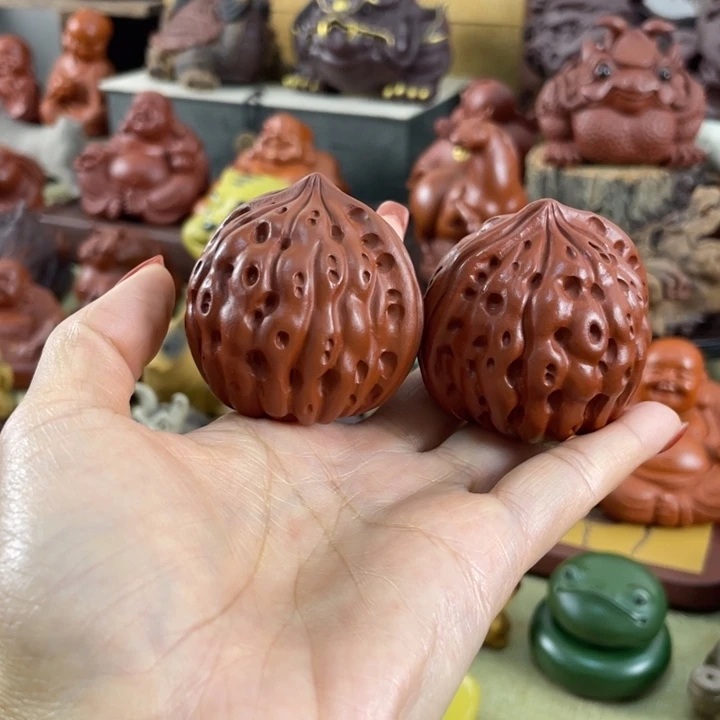 茶宠紫砂紫砂核桃一对