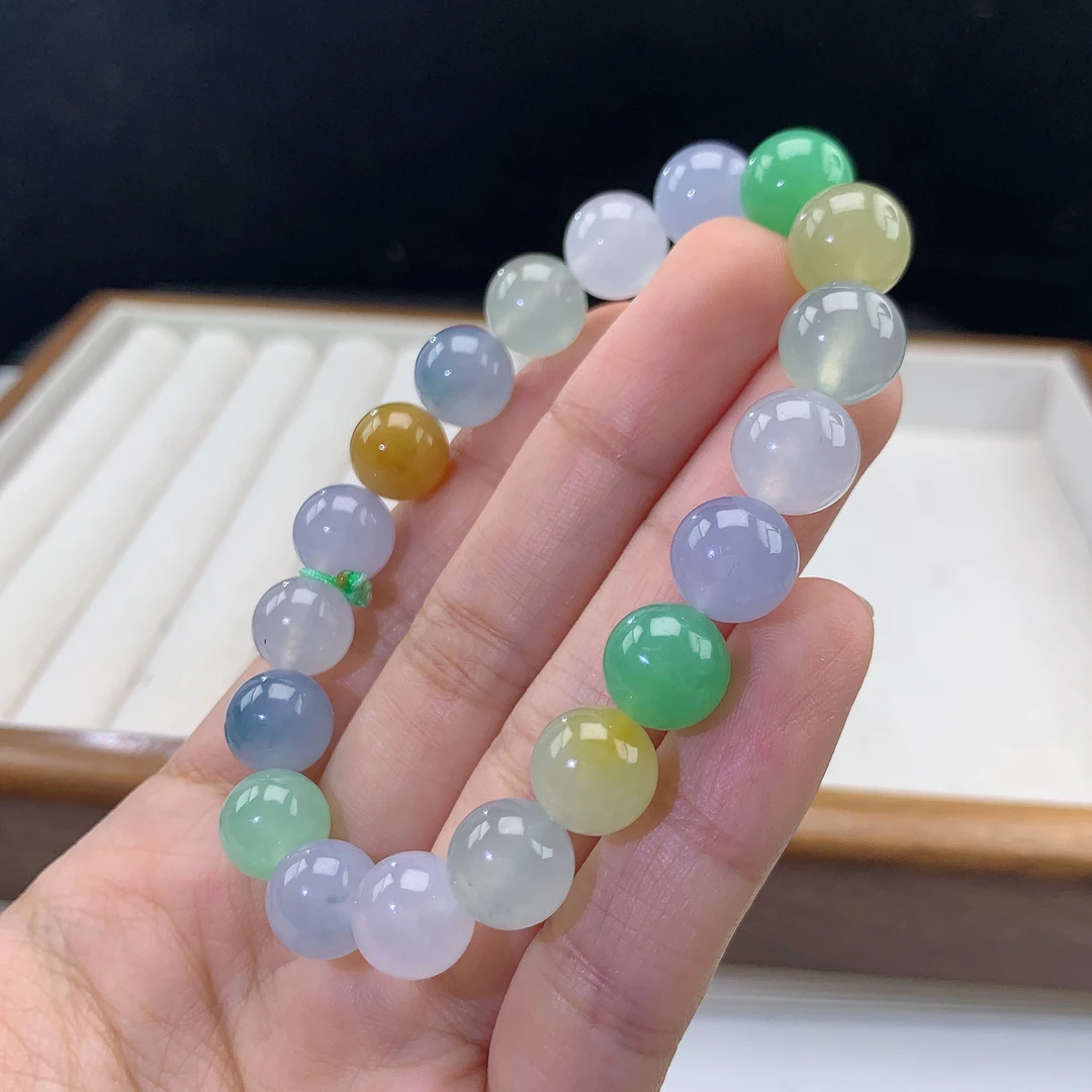 3.2-19-缅甸天然翡翠A货 女款多宝手串尺寸:10mm 19颗粒