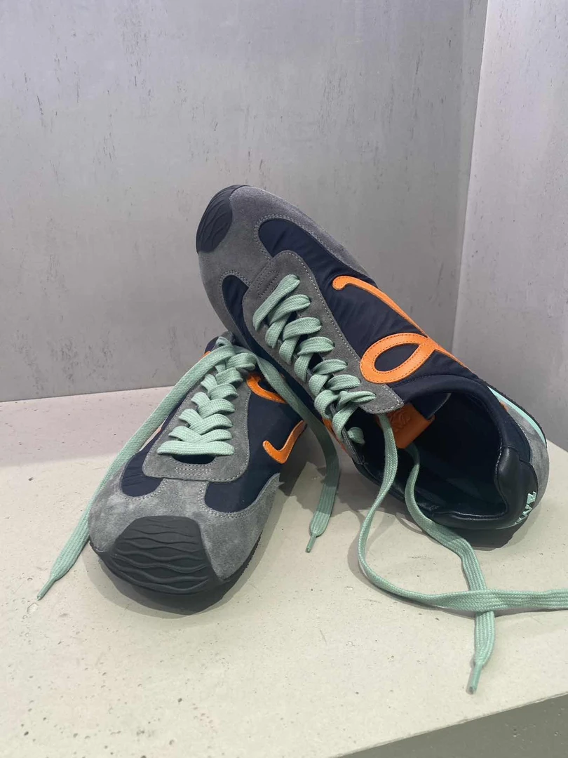 未使用 LOEWE/罗意威 罗意威 灰绿鞋带芭蕾舞鞋