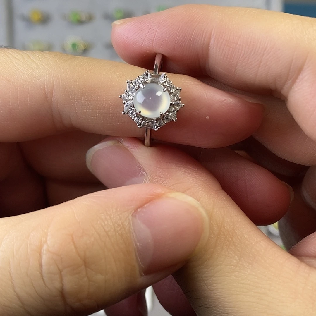 翡翠未镶嵌戒指翡翠白冰戒指