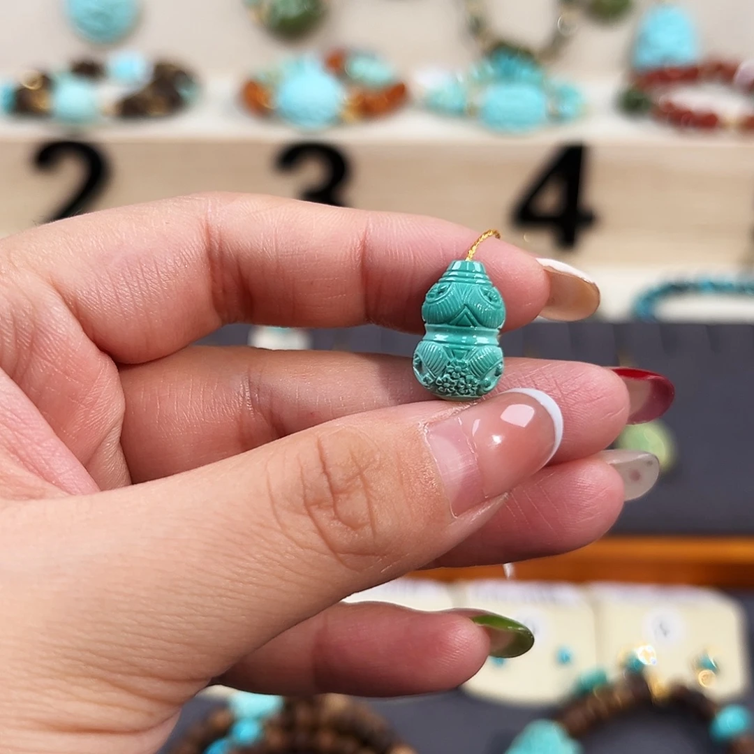 绿松石未镶嵌把件花丝葫芦配饰