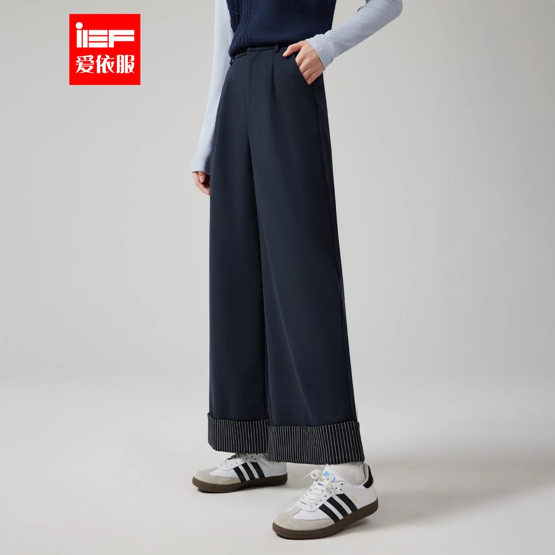 IEF/爱依服九分裤2025冬季新款港式复古休闲通勤百搭显瘦阔腿裤