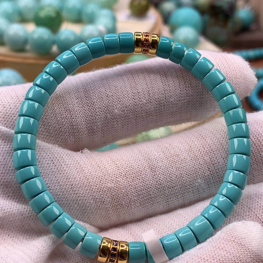 绿松石18K金镶嵌珠宝奇石5.5毫米