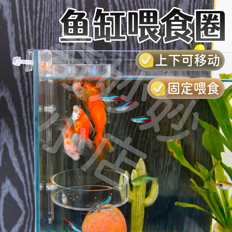 【宠大条】鱼缸喂食器防飘散可调节式下沉投喂器喂鱼投食圈+接食盘