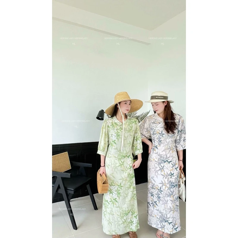 【星汉灿烂】HL棉绸夏季新中式国风休闲百搭宽松显瘦气质长款连衣裙