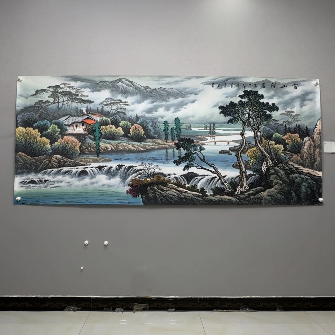 国画横幅八尺精品山水贾敏