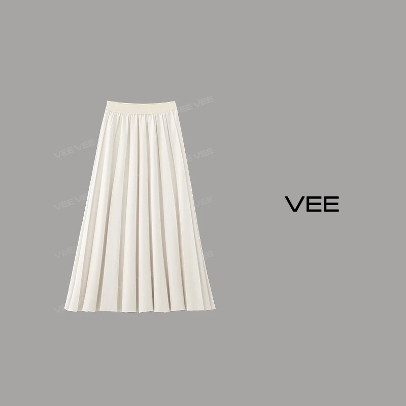VEE【浪漫日记】新款百搭百褶浪漫学院风长款显瘦A字半身裙
