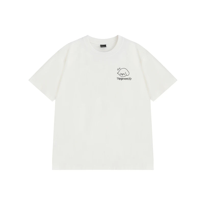 0223【夏季新款】前后可爱卡通线条小狗潮牌休闲圆领短袖