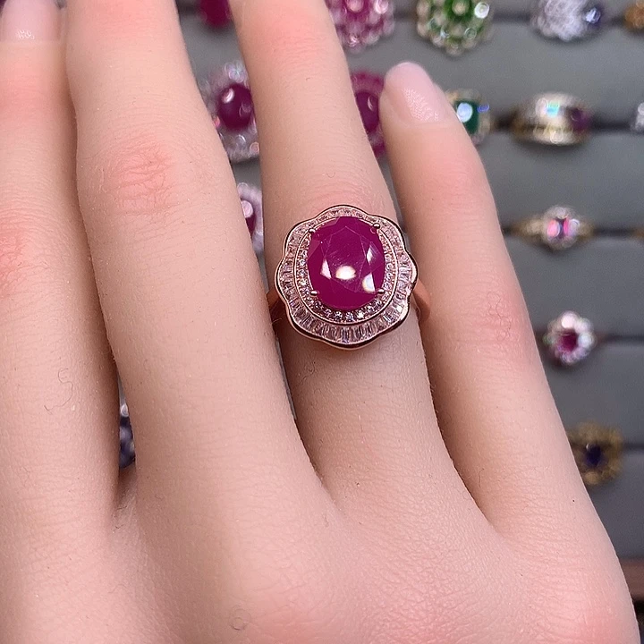 红宝石银S925镶嵌戒指