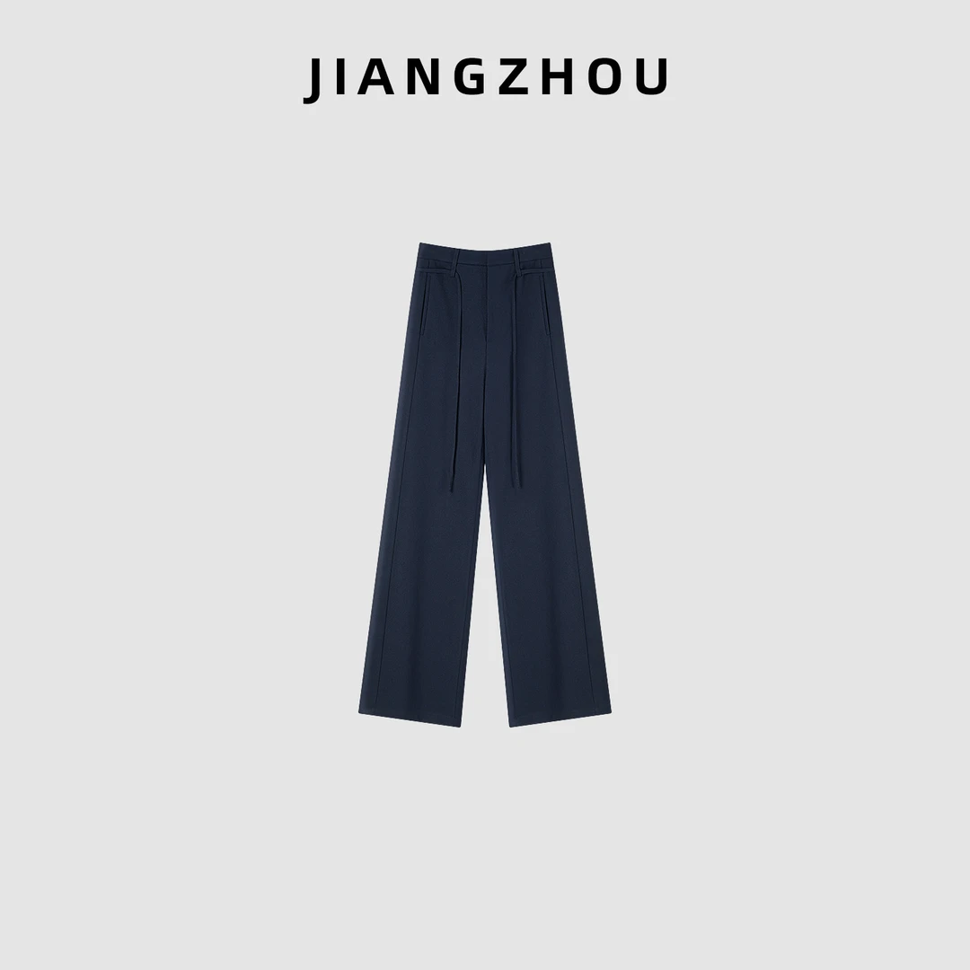 江洲【咫予】秋冬新款通勤OL风醋酸羊毛西装裤显瘦美拉德色阔腿裤子