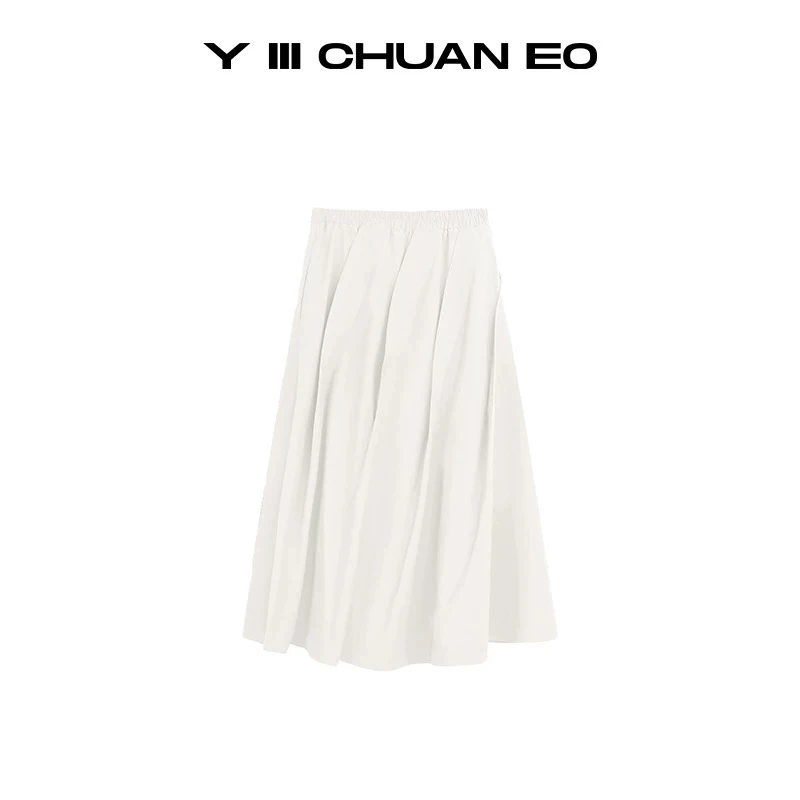 Y III CHUAN EO 斜捏褶半身裙