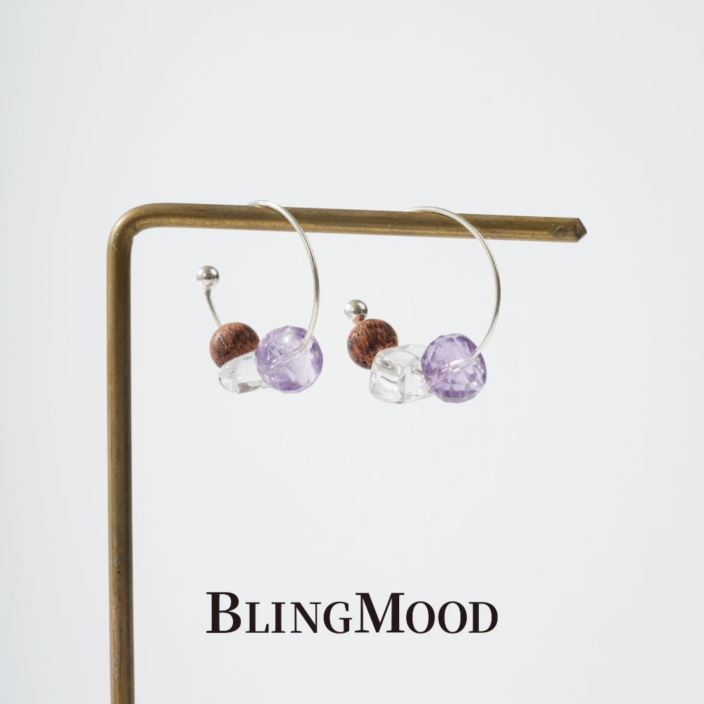 紫水晶降真香 春日耳环女轻奢高级感温柔气质耳饰小众设计耳钉