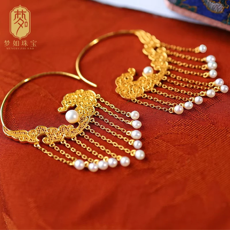 凤仙·银镶花丝珍珠耳坠MTS穿旗袍必备耳环国风耳饰耳坠古风