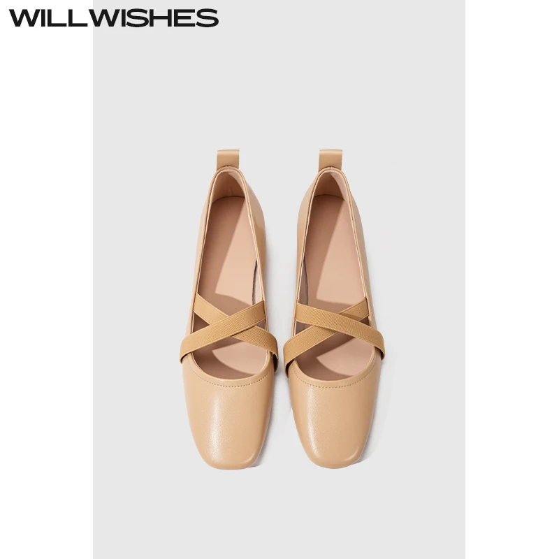 WILLWISHES/王玎设计女鞋2025春季新款仙女风浅口平底芭蕾单鞋女