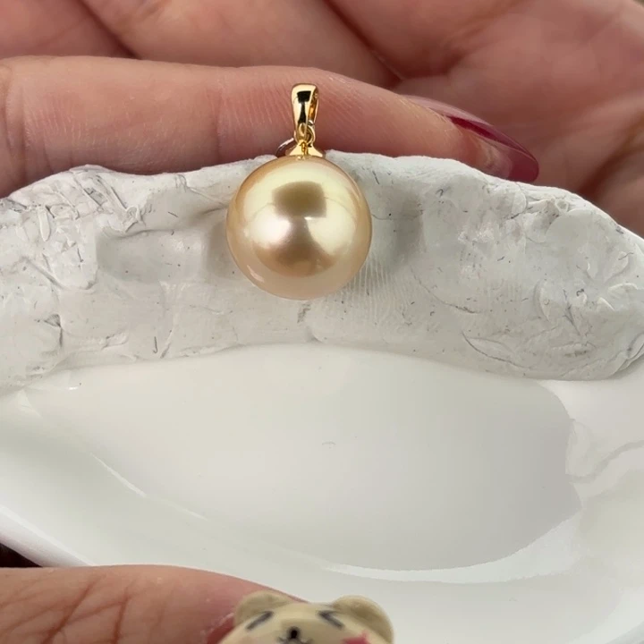 熹***熹18K金镶嵌吊坠(不含链)定制海水珍珠12.3mm金珠一颗