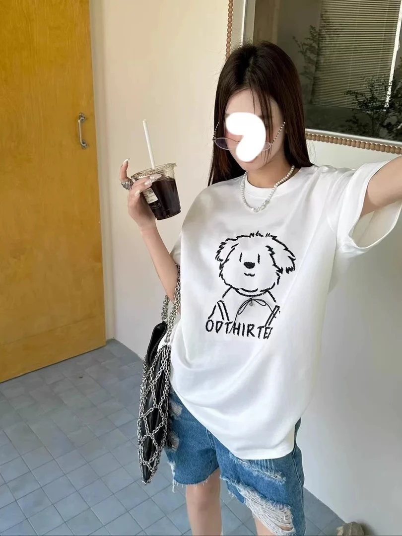 2832新款Q萌趣风懒人T恤百搭宽松潮流洋气针织卡通