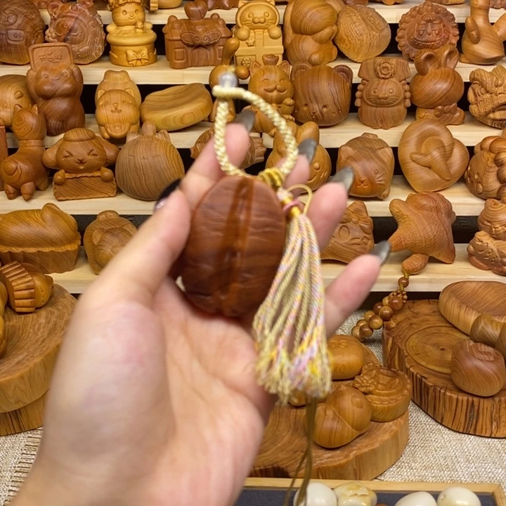 木崖柏木雕咖啡豆小