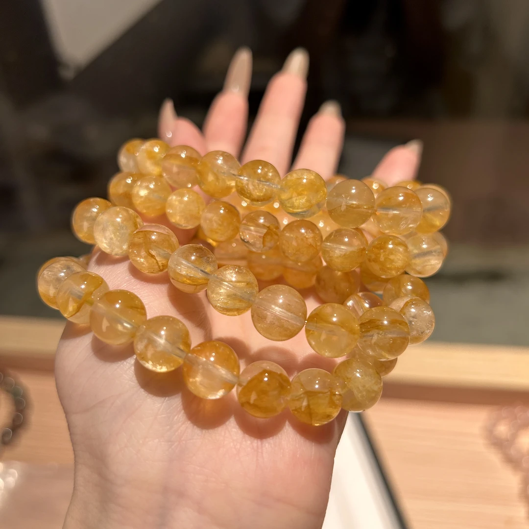 天然高品枫叶黄胶花水晶手串JH190-多样性发其一